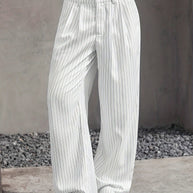 Damen Elegante Weite Hose mit Nadelstreifen und hohem Bund WW