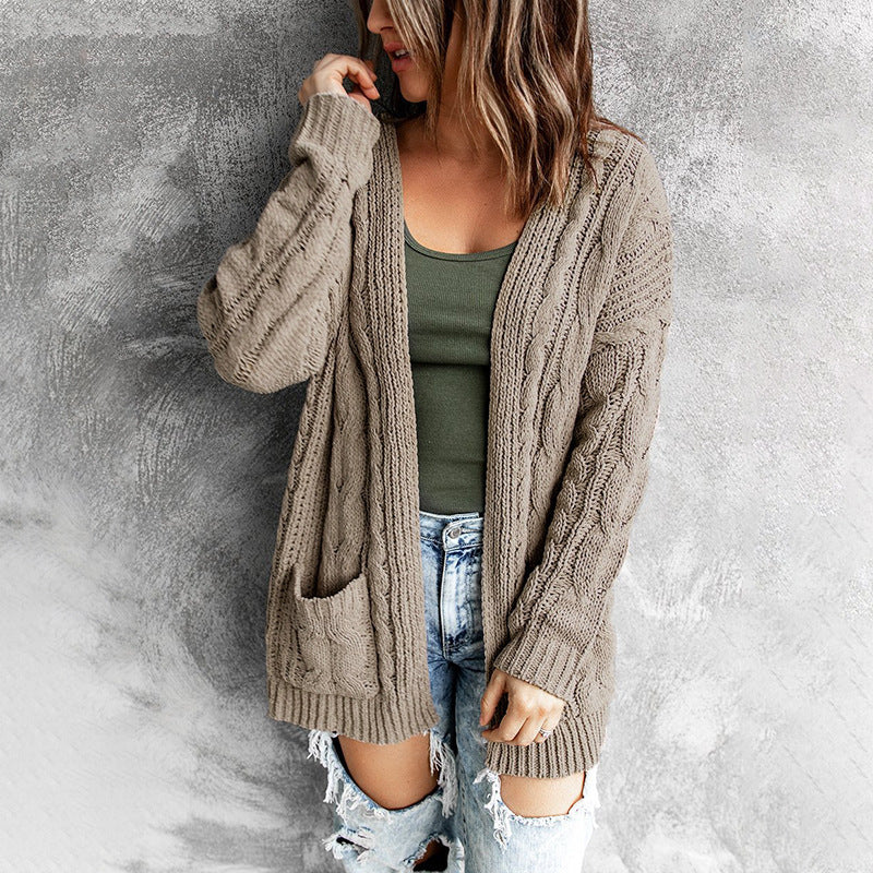Damen Strickjacke im lässigen Oversized-Stil mit offener Front WW