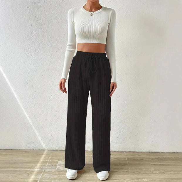 Damen Bequeme Stoffhose mit strukturierter Oberfläche WW
