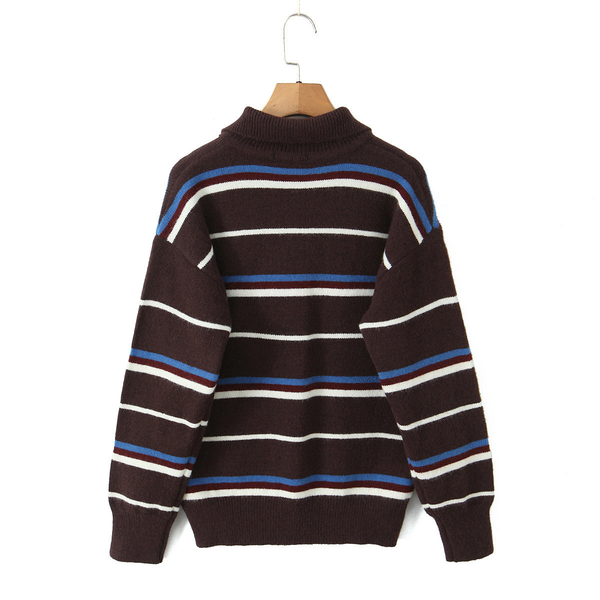 Damen gestreifter Poloshirt-Strickpullover WW