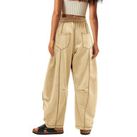 Damen weite Freizeithose mit praktischen Seitentaschen und elastischem Bund WW