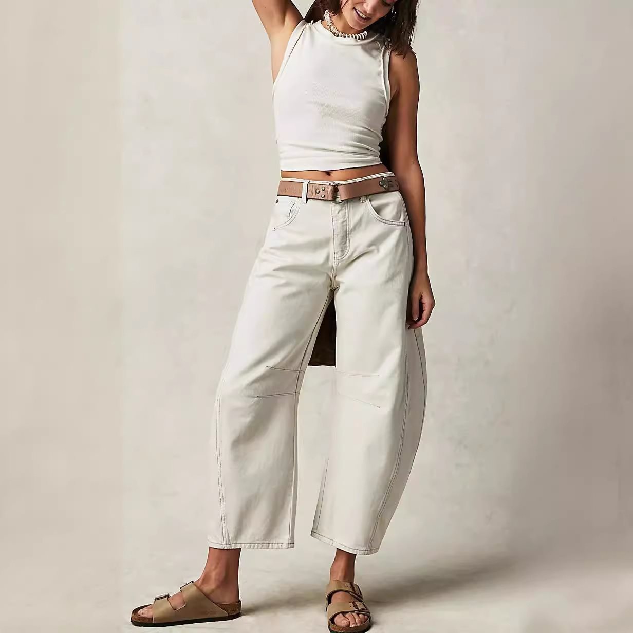 Damen Bequeme und lässige Jeans mit weitem Schnitt WW