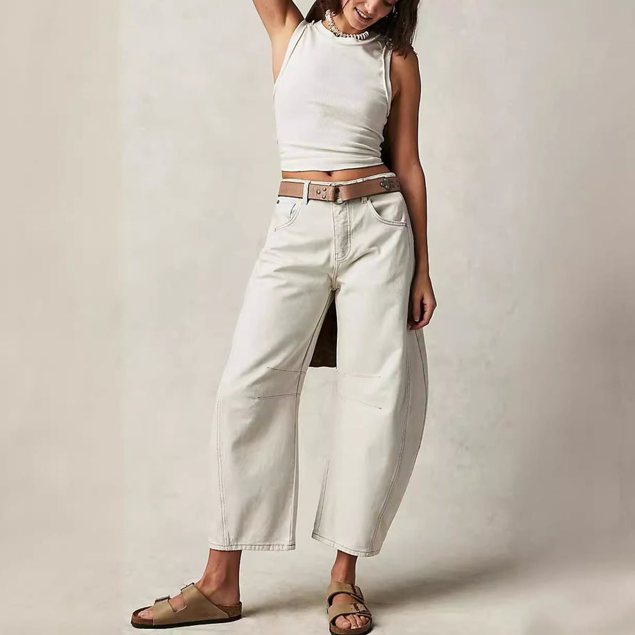 Damen Bequeme und lässige Jeans mit weitem Schnitt WW
