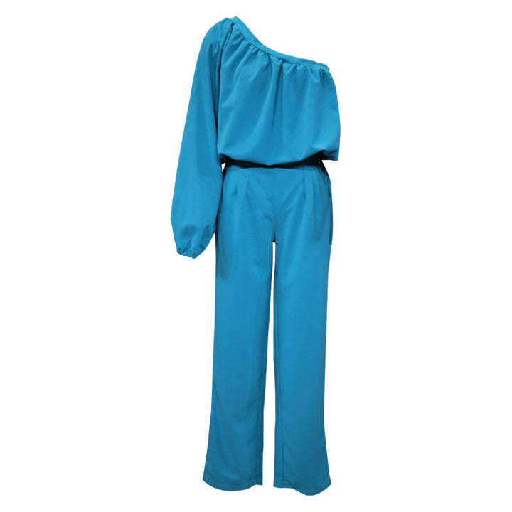 Damen Einteiler mit asymmetrischem Schnitt und eleganten Puffärmeln W&W Mode