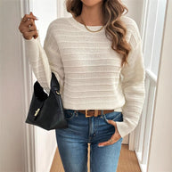 Damen Strickpullover mit V-Ausschnitt und dekorativem Schleifenelement WW