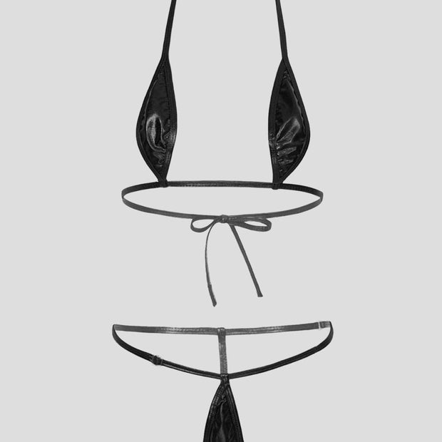 Damen Bikini-Set mit glänzendem Design und verstellbaren Trägern W&W