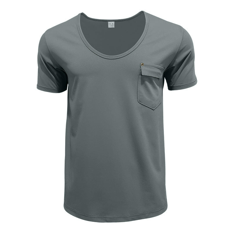 Herren hochwertiges T-Shirt mit lässigem V-Ausschnitt und praktischer Brusttasche WW
