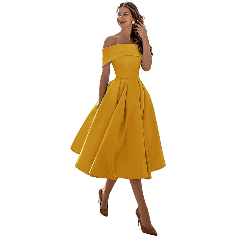 WW | Legere Mode Satin Cocktailkleid Ohne Träger
