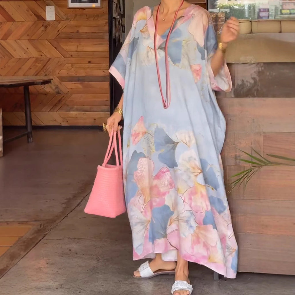 Damen Kaftan mit floralem Design und V-Ausschnitt WW