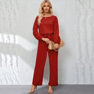 Damen eleganter Jumpsuit mit eleganten Ärmeln und tailliertem Schnitt WW