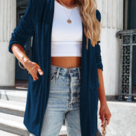 Damen lässiger Longcardigan mit seitlichen Taschen und offenem Schnitt WW