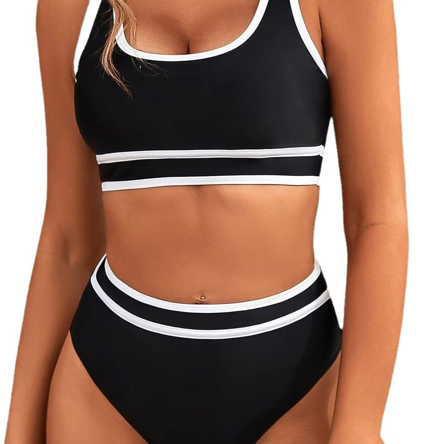 Damen Sportliches Bikini-Set mit breiten Trägern und hohem Schnitt WW