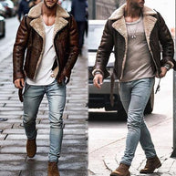 Herren Lederjacke mit schickem Kunstfellkragen WW