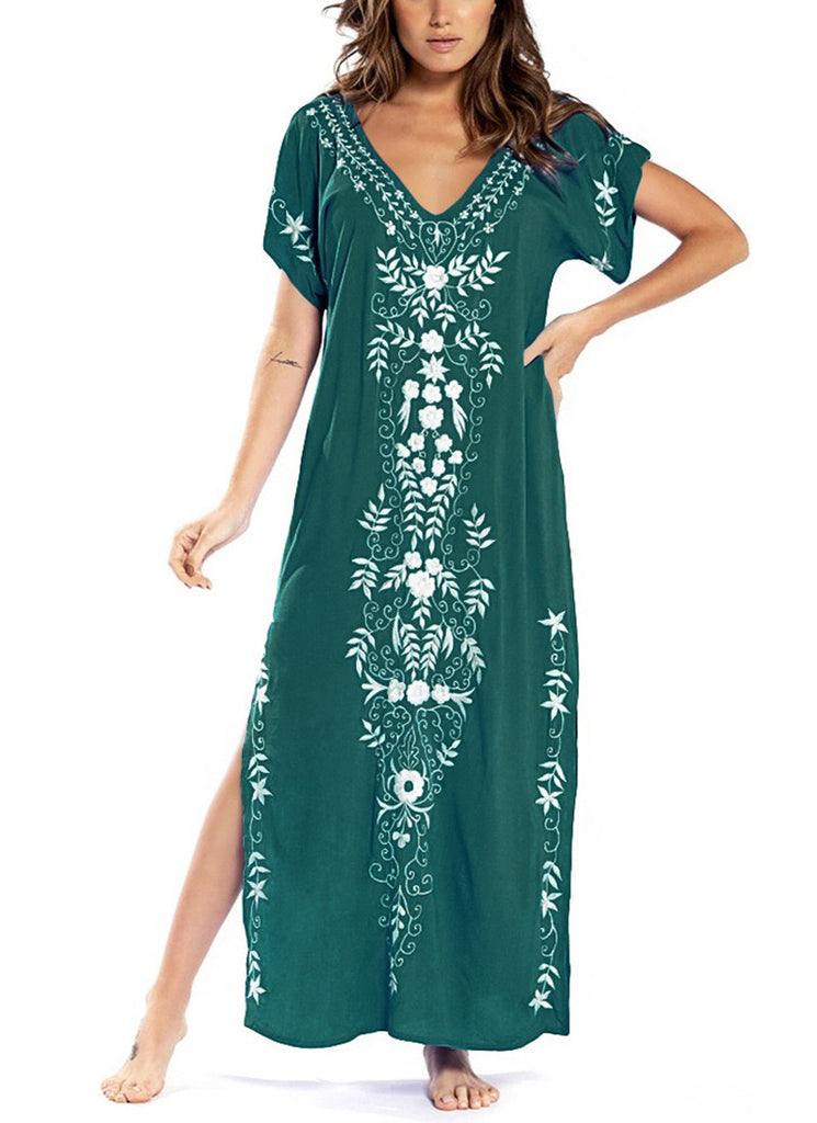 Damen Lange Strandrobe mit kunstvollen Stickdetails WW