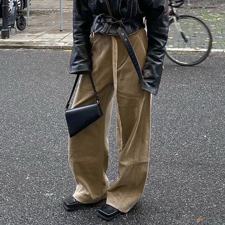 Damen lockere Leinenhose mit Taillengürtel W&W Mode