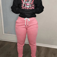 Damen sportliches Hoodie mit kreativen Grafiken und lässigen Jogginghosen WW