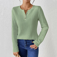 WW | Schlankmachendes Baumwoll-Leinen-Gefühl Langarm-Pullover-Shirt