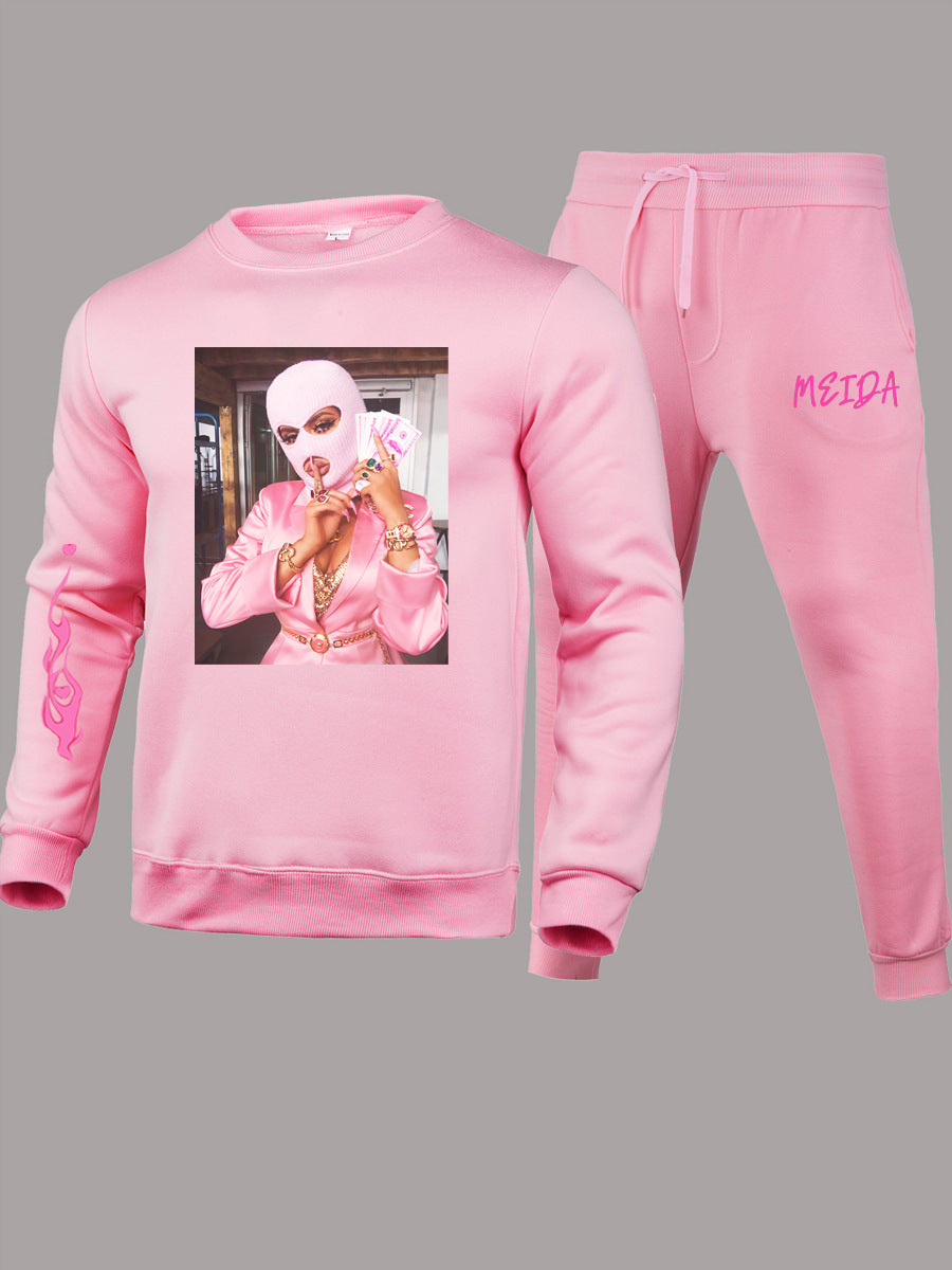 Damen Sportanzug mit auffälligem Grafikdruck und elastischem Bund WW