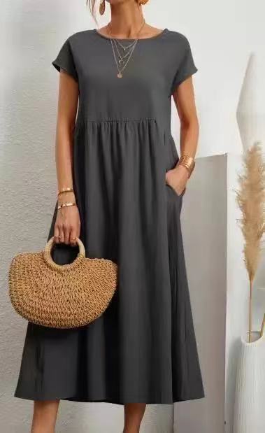 Damen Midikleid mit lässigem Schnitt und seitlichen Taschen W&W Mode