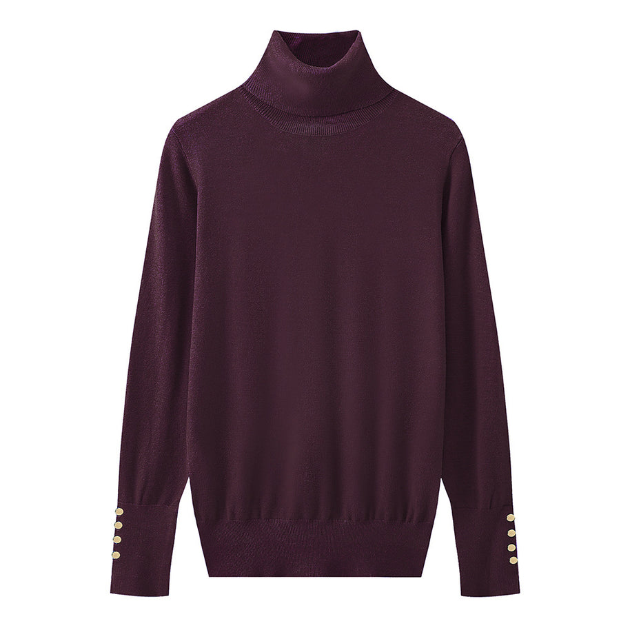 Damen Rollkragenpullover mit eleganten Knopfdetails WW