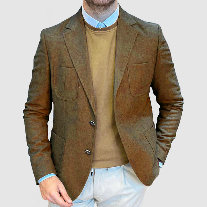 Herren eleganter Blazer mit praktischen Taschen und doppelter Knopfleiste WW