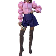 Damen Bluse mit voluminösen Puffärmeln und elegantem Schnitt WW