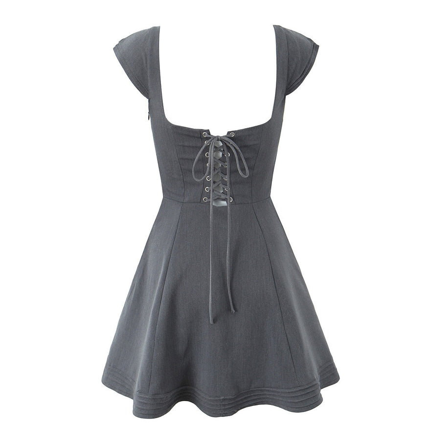 Damen A-Linien Kleid mit schickem Herz-Ausschnitt und eleganten Puffärmeln WW