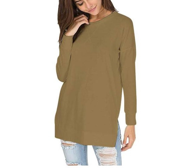 WW | Einfarbiges Rundhals-Casual-Top