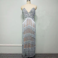 Damen Abendkleid mit funkelnden Fransen und figurbetonter Silhouette WW