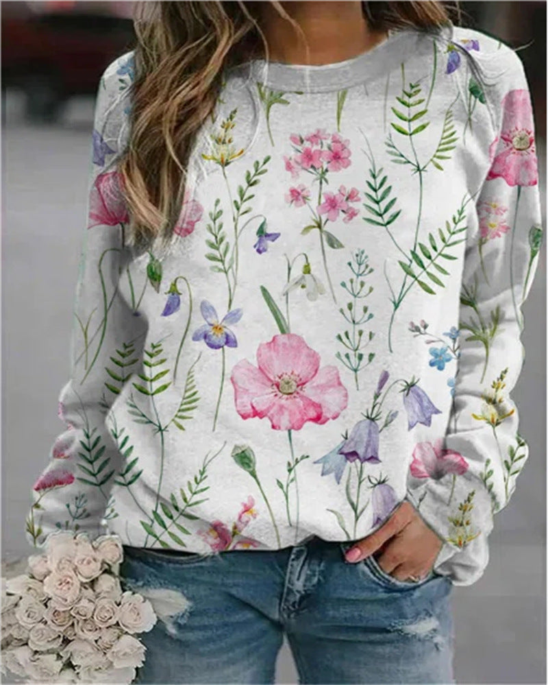 WW | Gemusterter Druck Rundhals Sweatshirt
