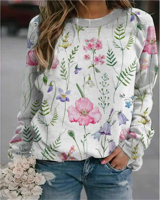 WW | Gemusterter Druck Rundhals Sweatshirt
