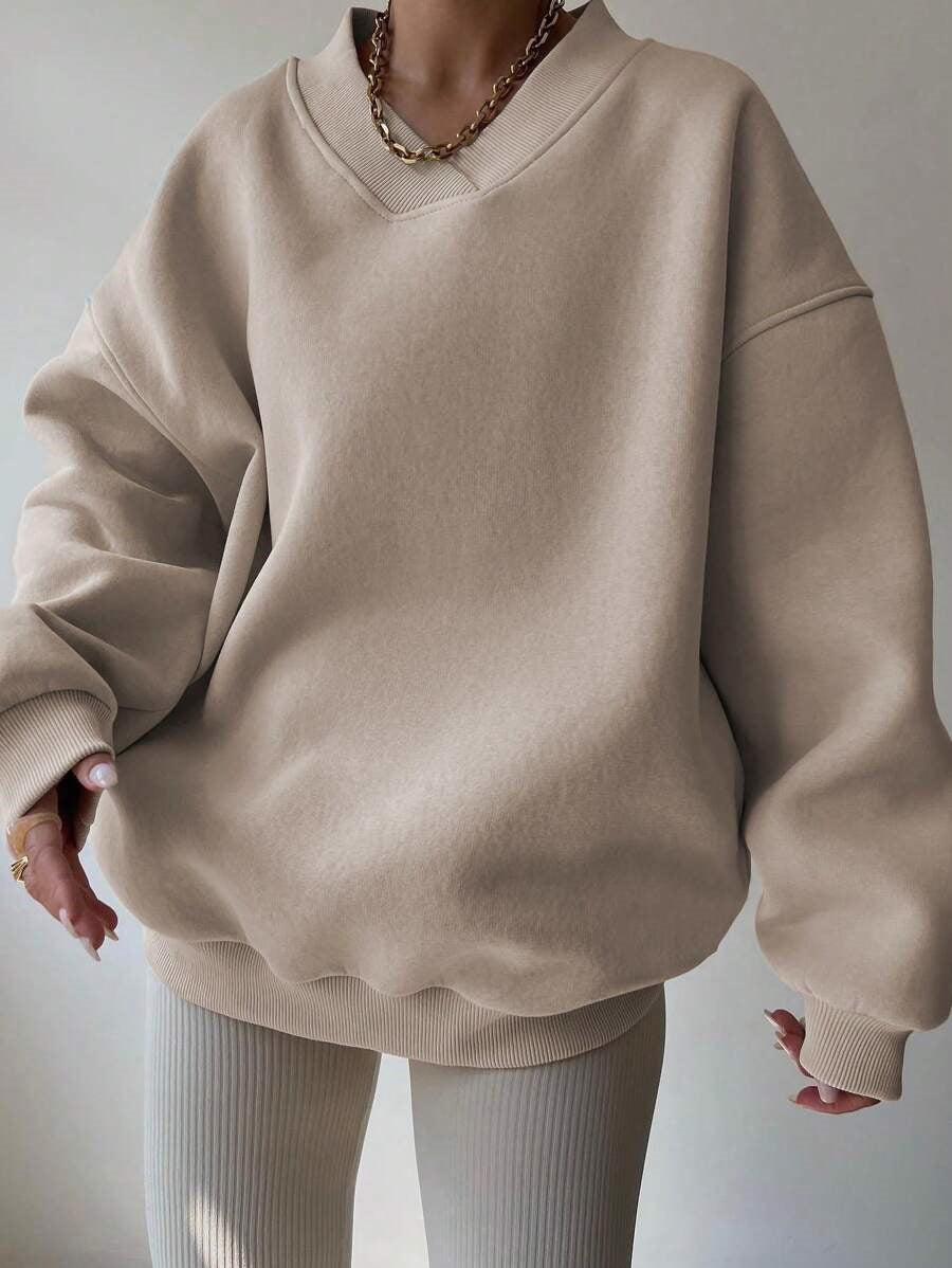 Damen oversized V-Ausschnitt Sweatshirt WW