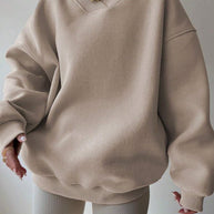 Damen oversized V-Ausschnitt Sweatshirt WW