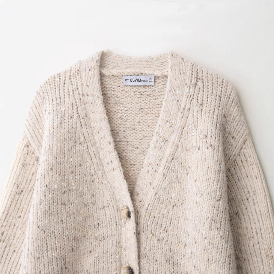 Damen Strickjacke mit grobem Muster und praktischen Taschen WW