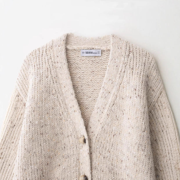 Damen Strickjacke mit grobem Muster und praktischen Taschen WW