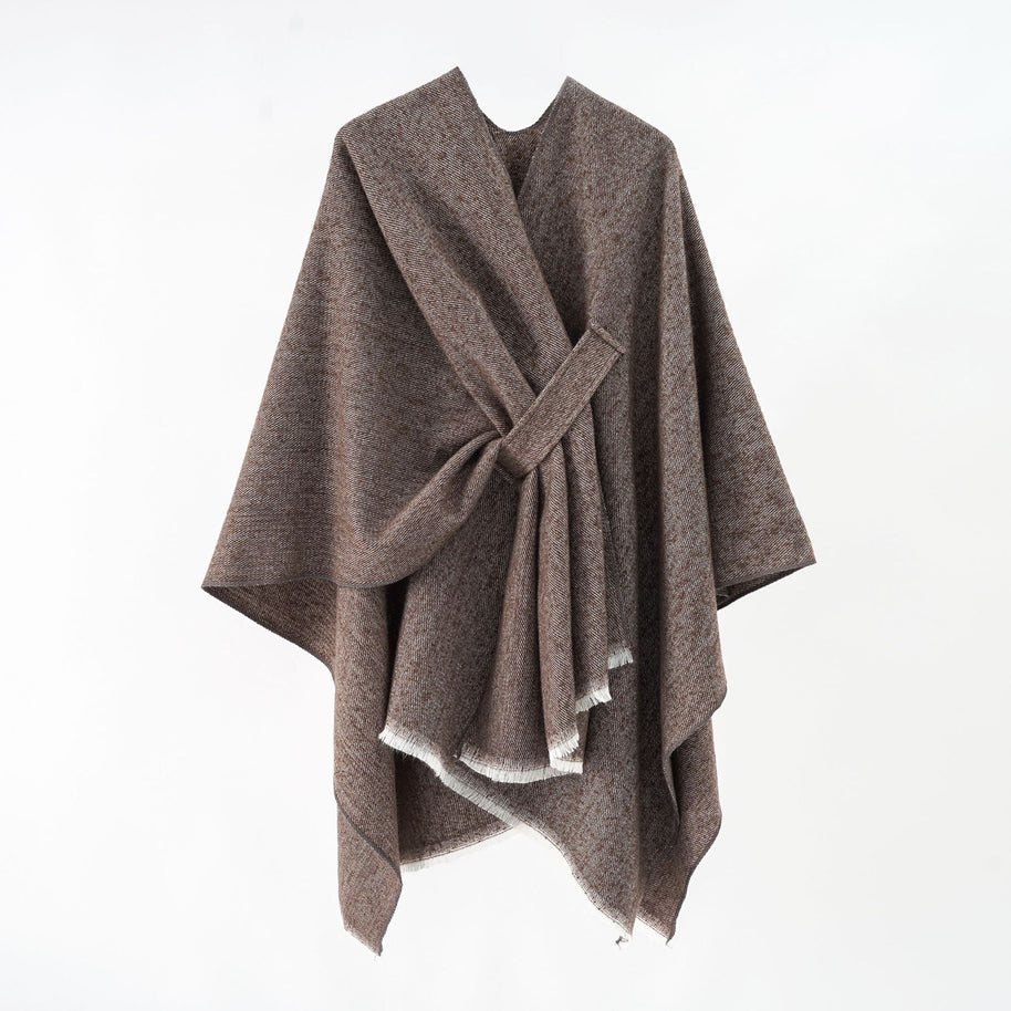 Damen Luxuriöser Oversize Poncho aus hochwertigem Mischgewebe WW