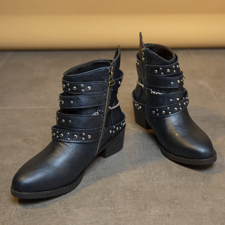 Damen Stiefeletten mit modischem Riemen-Design und dekorativen Akzenten W&W Mode