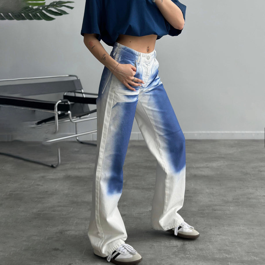 Damen Baggy Jeans im einzigartigen Batikdesign WW