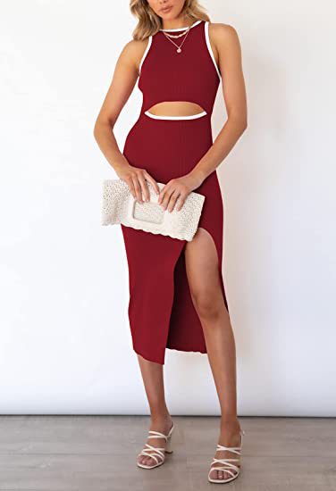Damen Maxikleid mit Cut-Out-Details und elegantem Schlitz WW