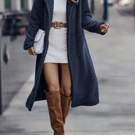 Damen kuschelige Teddyjacke im Oversized-Stil mit Kapuze WW