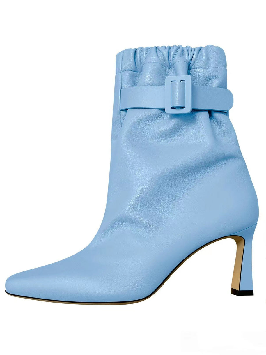 Damen Slouchy High-Heel Stiefeletten mit Schnallen-Detail WW