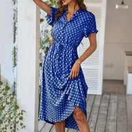 Damen Sommerkleid mit Knopfverschluss und taillierten Design WW