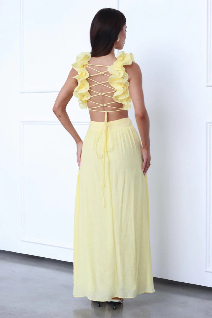 Damenkleid mit V-Ausschnitt und langem Plisseerock