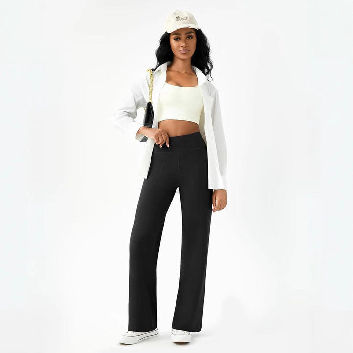 Damen bequeme Freizeithose mit seitlichen Taschen und elastischem Bund W&W Mode