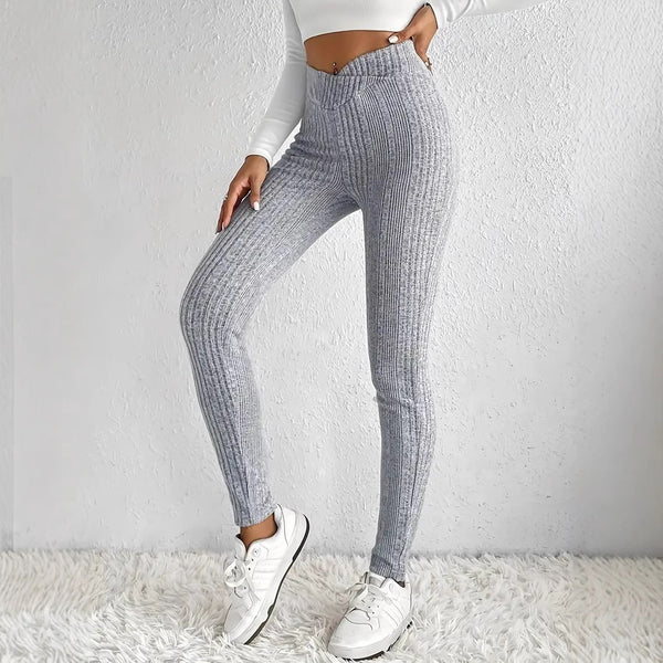 Damen enganliegende Rippleggings aus atmungsaktivem Stretchmaterial WW