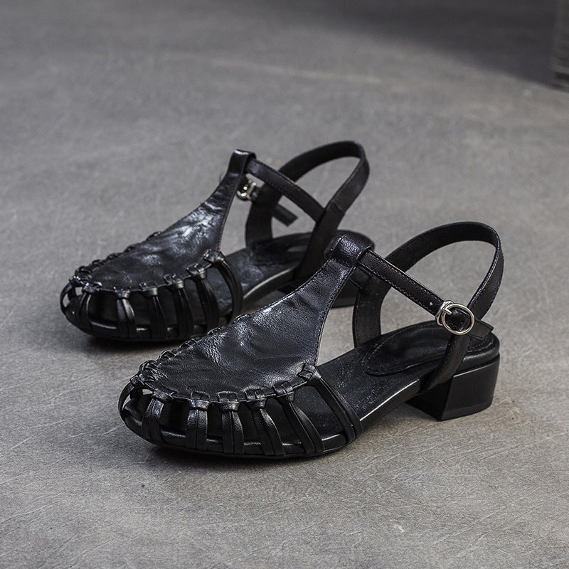 Damen Sandalen mit geflochtenem Designelement und bequemem Blockabsatz WW