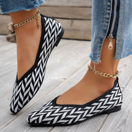 Damen Ballerinas mit modernem Zickzack-Muster und flexiblem Fußbett WW
