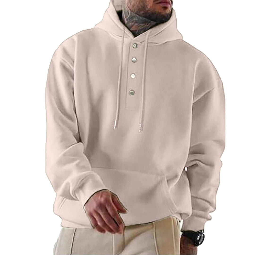 Herren Kapuzenpullover mit Knopfleiste und XXL-Passform W&W Mode