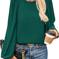 Damen Bluse mit angeschnittenen Ärmeln und eleganten Puffärmeln WW