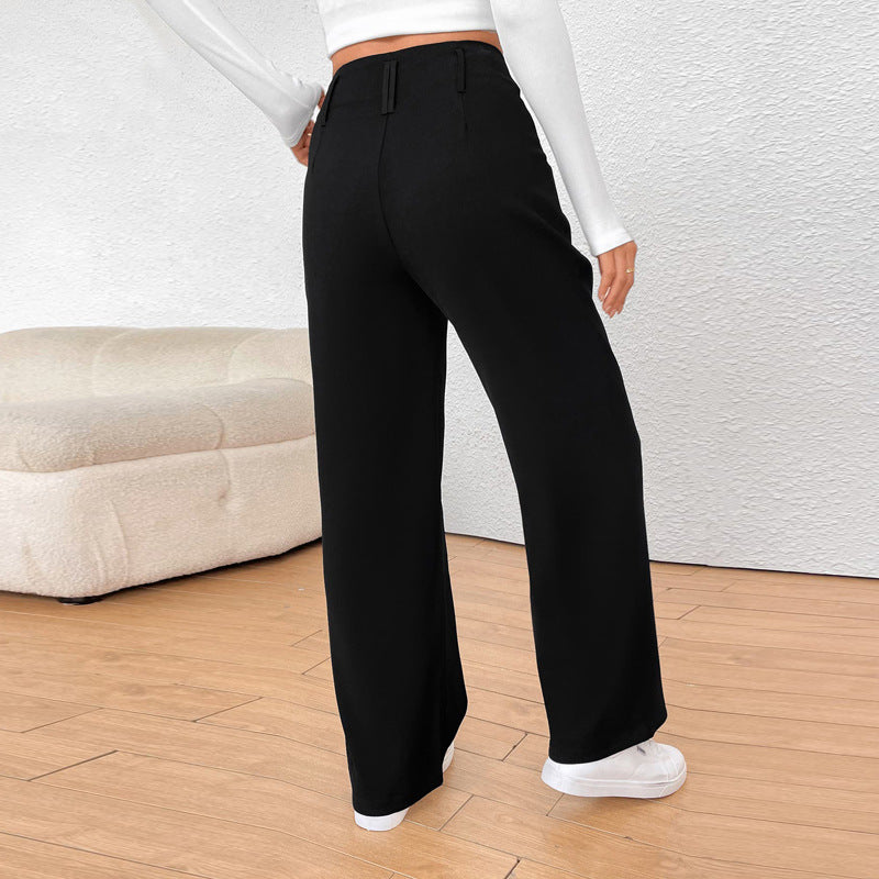 Damen weite Anzughose mit eleganter Faltenlegung und hohen Taschen WW